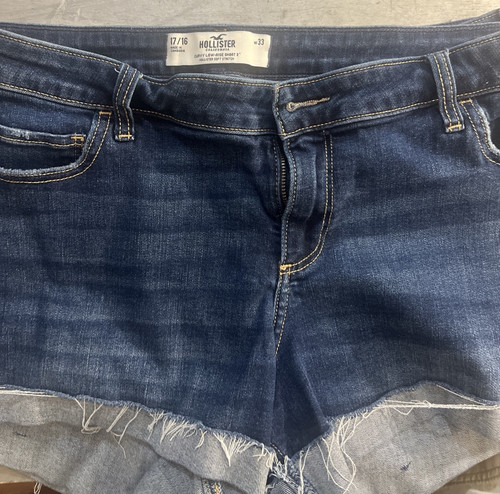 Girls Women’s Hollister Low Rise Blue Jean Soft Stretch Shorts 3” 17/16 w 33
