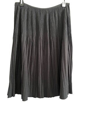 Nic Zoe Black Knife Pleated Midi Skirt Size 14