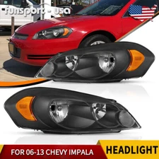 Headlights for 06-07 Monte Carlo 06-13 Chevy Impala Black Housing Headlamps Pair
