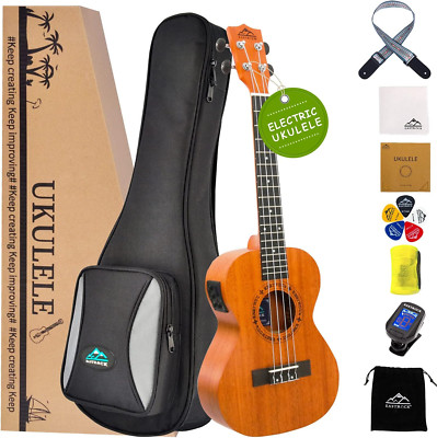 Tenor Mahogany Ukulele 26'' with Built-In Tuner - Perfect for Beginners!