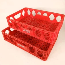 Vintage HuskyLite Coca-Cola Red Molded Plastic Crate Carrier Tray 18" x 12"
