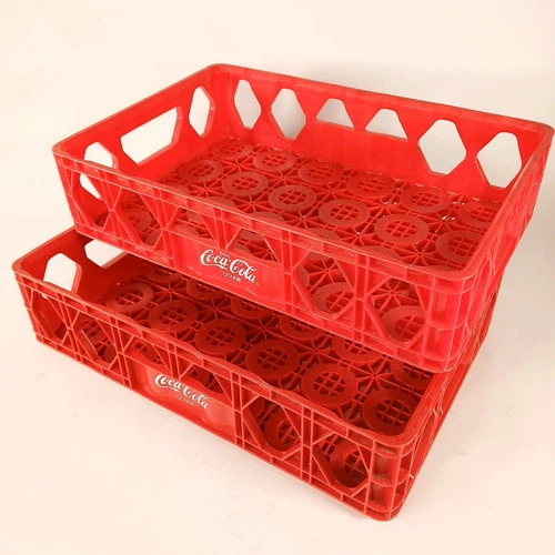 Vintage HuskyLite Coca-Cola Red Molded Plastic Crate Carrier Tray 18" x 12"