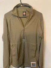 USMC FROG Flame Resistant Mens Pullover 1/4 1/2 Zip Thumb Hole Thermal XSReg Tan