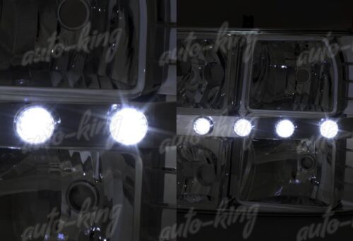 Chrome Housing DRL LED Head Lights + Grille Fit 99-02 Chevy Silverado 1500 2500 - Bild 4 von 4