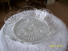Crystal Vintage Four Candle Scalloped Cut Glass Elegant Bud Bowl Centerpiece
