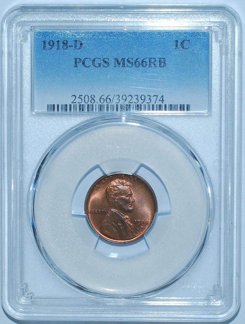 1918 D PCGS MS66RB Red and Brown Lincoln Wheat Cent Low Pop