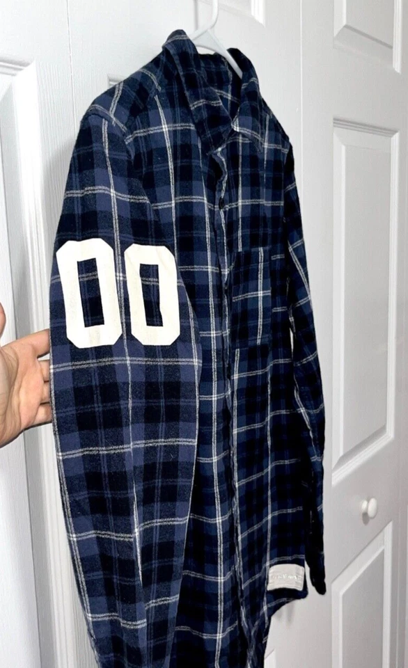 blue and black Pacsun, modern amusement flannel with numbers and zipper details - Image 3 of 4