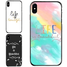 For Apple iPhone 12 13 14 15 16 Pro Max Life is Beautiful Hard Black Case