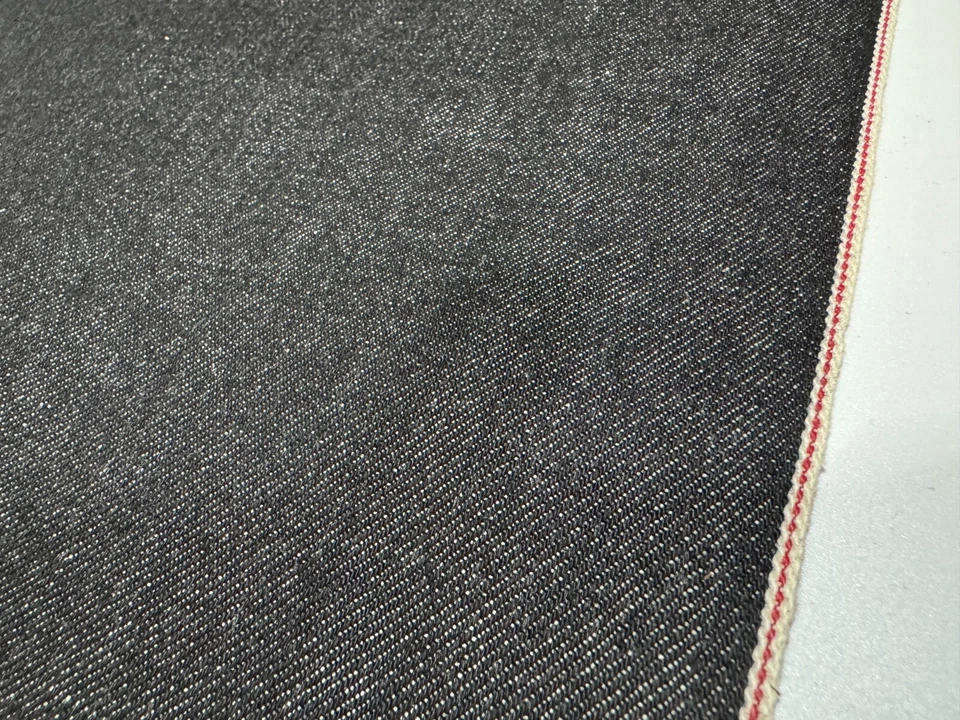 12 oz Japanese cotton black denim fabric with selvage by the yard, Indigo cotton - Image 2 of 4
