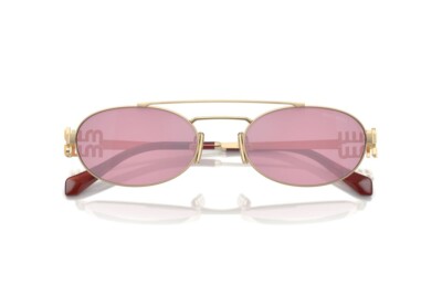 MIU MIU MU 54ZS ZVN50D Gold Pink Lens Oval Women Sunglasses
