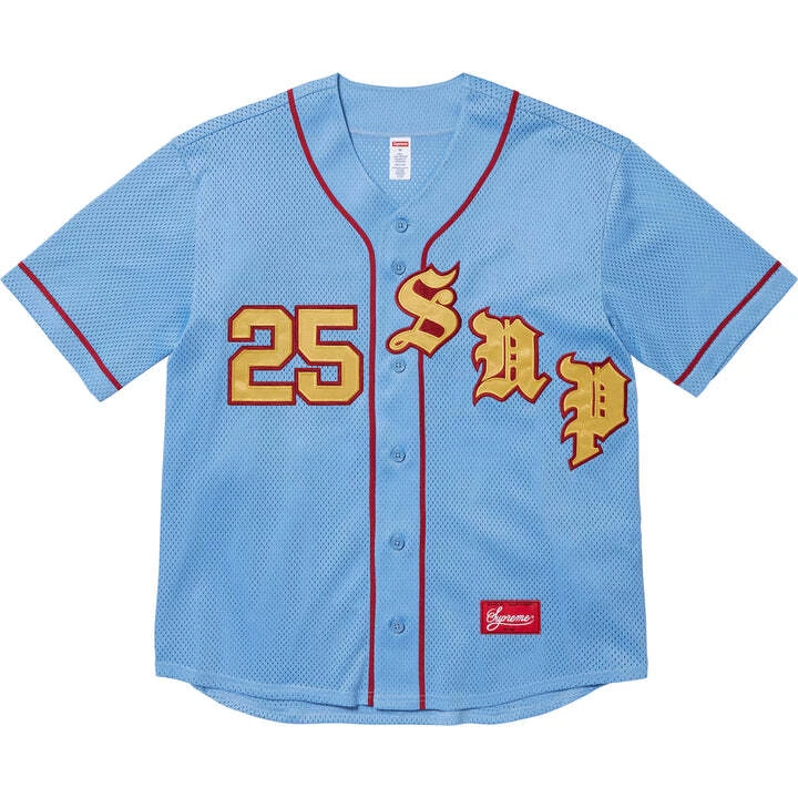 Maillot de baseball anglais ancien Supreme bleu clair