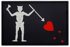 Blackbeard Pirate Flag Edward Patch [PVC Rubber - Hook Backing -3.0 X 2.0 -BP1]