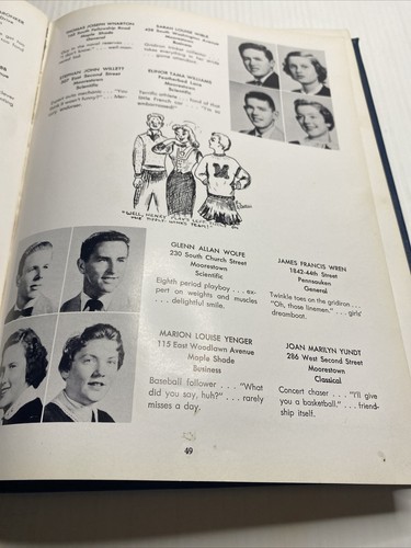 1955 Nutshell Yearbook Moorestown High New Jersey - Picture 14 of 23