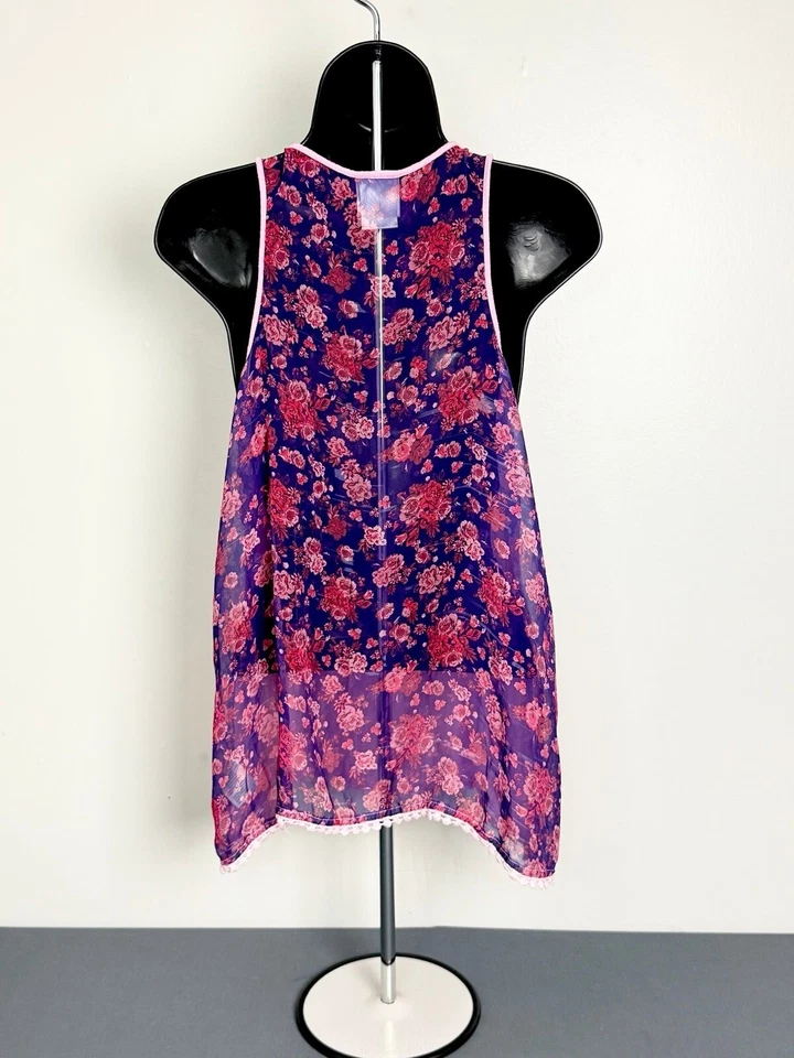 Camiseta sin mangas Disney Mickey Mouse para niña XL floral corte encaje Foto 2 de 4