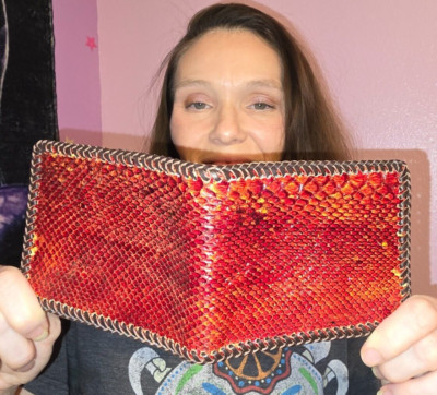 Red Python SNAKE skin Wallet bi-Fold Men Billfold Original Slim Pocket NEW