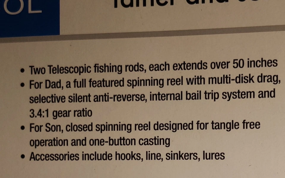 PROTOCOLO Juego de Pesca Padre e Hijo, Cañas Telescópicas, MUY RARO, NUEVO 8632 Foto 3 de 4