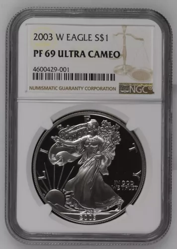 2003-W $1 Silver Eagle PF-69 Ultra Cameo NGC Brown Label