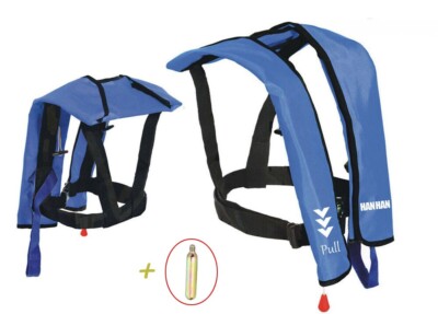 HANHAN Automatic Inflatable Life Jacket Vest – Basic Blue, 150N Buoyancy, CE Certified, New Without Tags