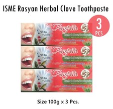 Pasta de dientes 3x 100 g ISME Rasyan Herbal Clave Aloe Vera Hoja de guayaba Anti-cavidad Sen