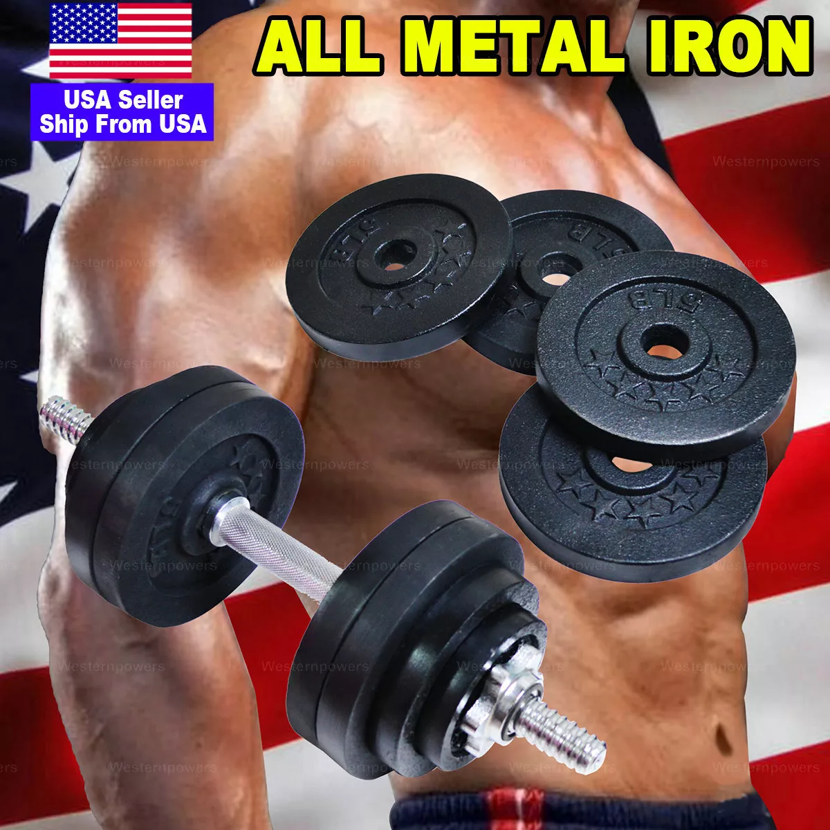 All Iron 50lb 52.5lb Adjustable Weight Dumbbell GYM Full Metal