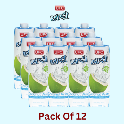 Pack of 12 Refresh 100% Coconut Water Litre (UFC) Original