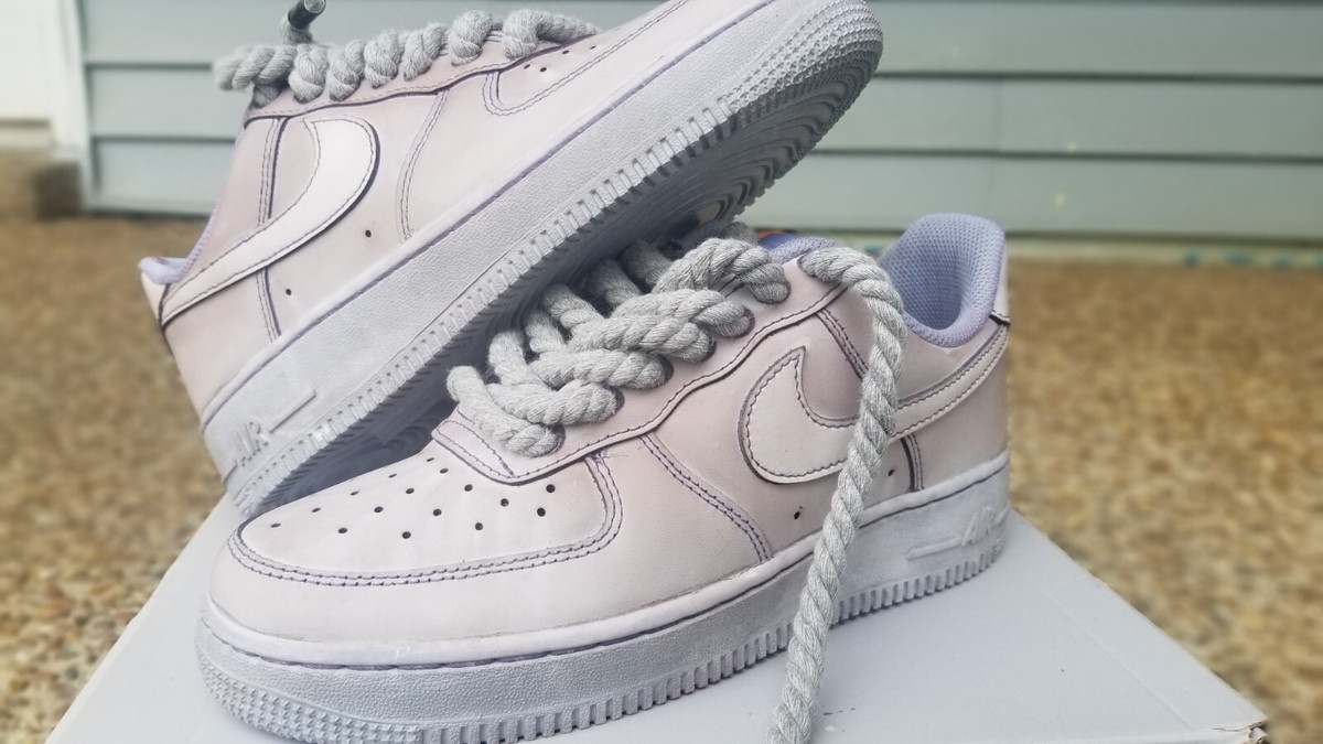 Custom Nike Air Force 1 Gray Dip Dye w/ Rope Lace | Size 8  display picture 2
