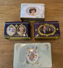 British Monarchy Royals English Breakfast Tea Tins lot of 4 Queen Elizabeth New