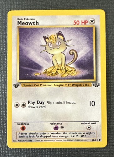 Pokémon TCG Meowth Jungle 56/64 Regular Common 1st Edition - Bild 3 von 4