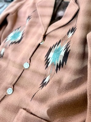 Vintage Ortega s 100% Wool Blanket Hand Woven Brown Chimayo Jacket - XL
