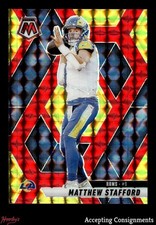 2025 Panini Mosaic Choice Fusion Red and Yellow #96 Matthew Stafford 13/89 RAMS