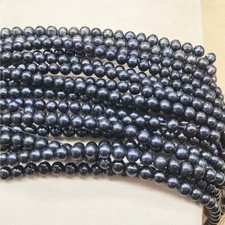 Natural 6-7/7-8/8-9mm Black Freshwater Cultured Pearl Beads Loose Beads 14 Inch