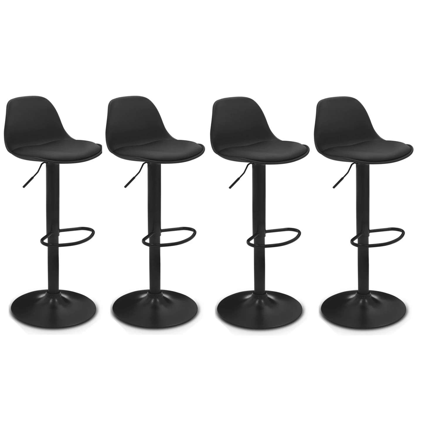 Tabourets de bar KARL design noir assise rotative à 360 degrés réglables