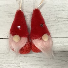 Valentines Gnome Ornaments Set Of Two 5 1/2 Inches Tall 3 Inches Wide Read