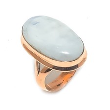 Rainbow Moonstone Gemstone Handmade Copper Jewelry Ring Size 9 New Year Gift n73