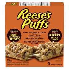 Reese's Puffs Peanut Butter  Cocoa Flavor Cereal Bars, Pack of 5 Bars, 120g