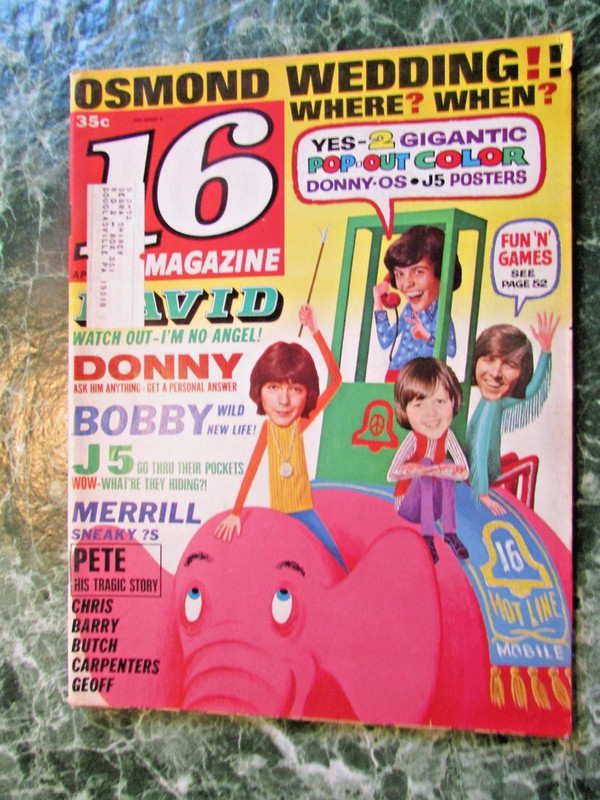 April 1972 - 16 Magazine - Jackson 5 Pop-Out Poster +++        (O