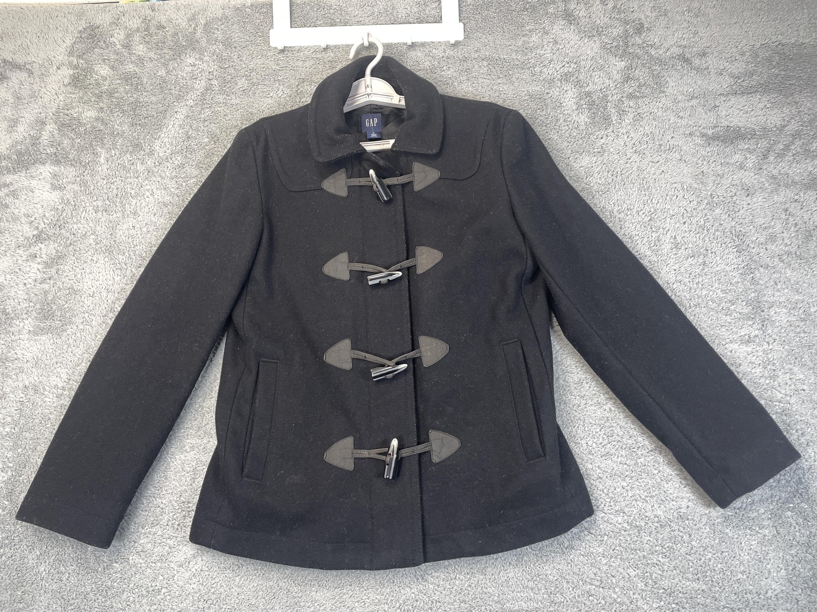 GAP Jacket Womens Medium Black Wool Toggle Duffle… - image 1