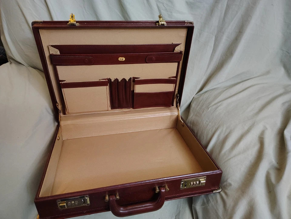 Maletín vintage Hit Brand 12 x 17 1/2 cuero caoba Foto 2 de 4