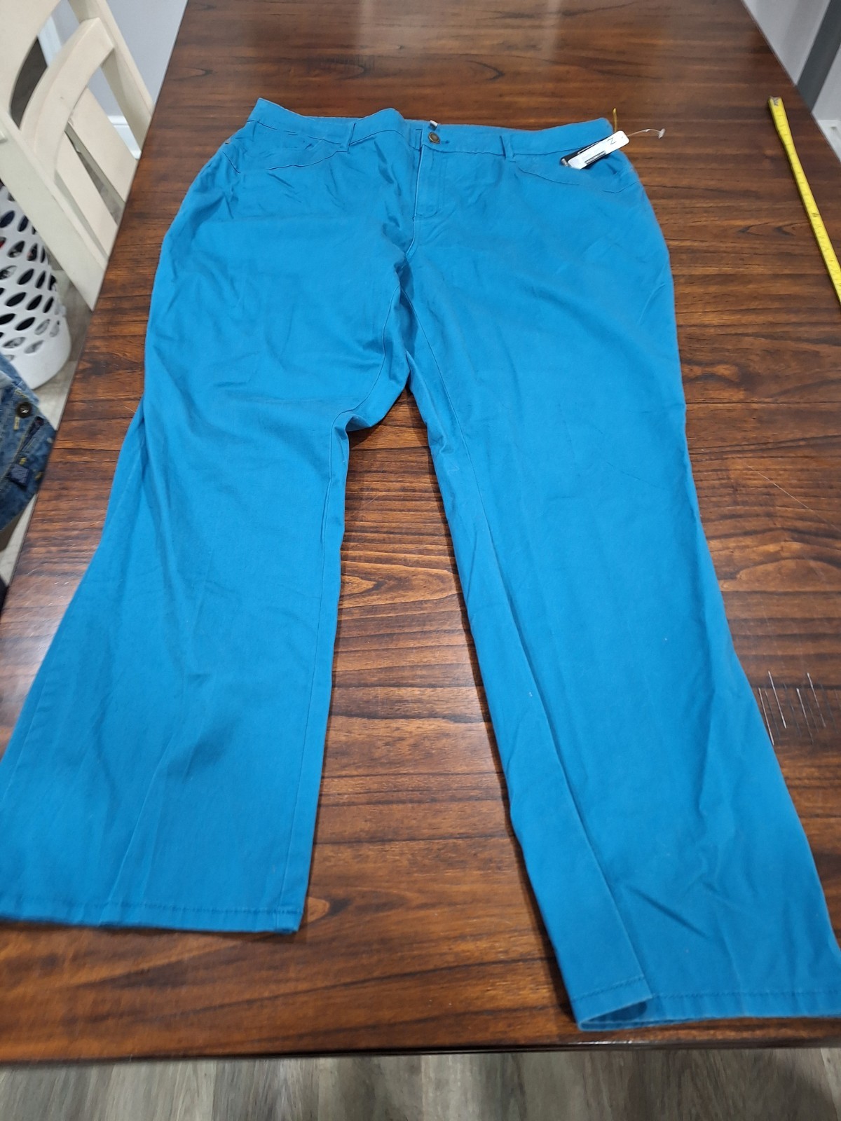 WOMENS WIDE LEG PANTS TEAL BLUE FUN COLOR NEW DIRECTIONS BRAND SIZE 22W c