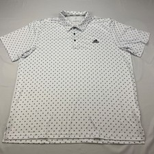 Adidas Golf Polo Mens 2XL White All Over Logo Print Performance Short Sleeve
