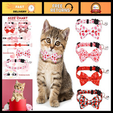 Valentine's Day Cat Collars 4 Pack - Adjustable Breakaway with Bells & Bowties,