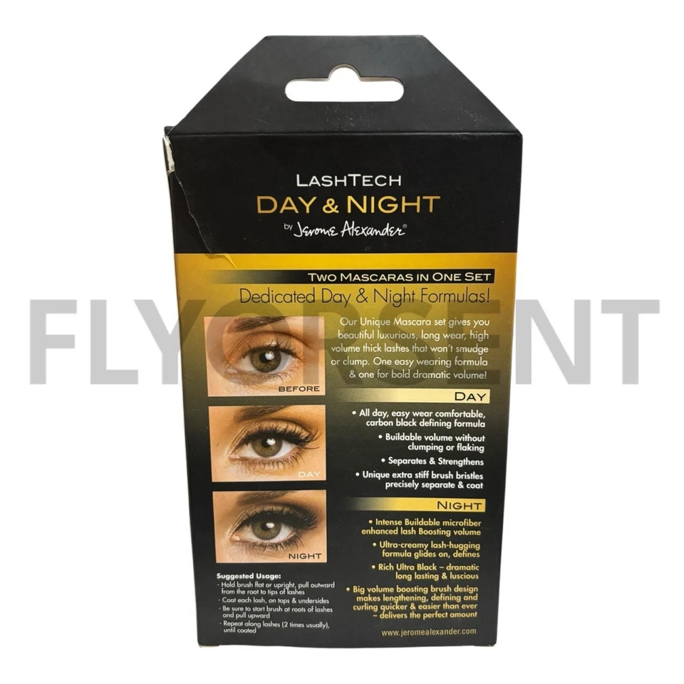 Conjuntos de rímel preto Lashtech dia e noite conjunto de 3 peças ~ Jerome Alexander novo na caixa - Imagem 2 de 2