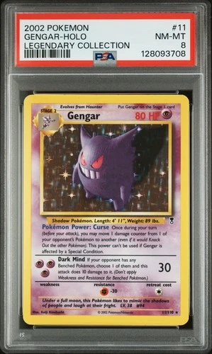 2002 POKEMON LEGENDARY COLLECTION #11 GENGAR-HOLO PSA 8