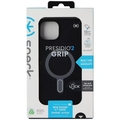 Speck Presidio2 Grip Case iPhone 15 Plus/iPhone 14 Plus -Black (MagSafe)