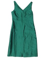 VINTAGE Womens Sleeveless A-Line Dress UK 12 Medium Green BA07
