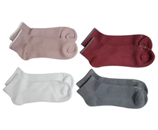 Tommie Copper 4 Pack Cozy Fit Compression Ankle Socks - Red Medium