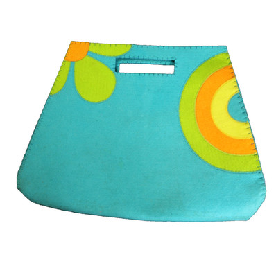 Flower Power Funky Felt Tote Bag MARKS Blue Green Orange Yellow 19x14x4