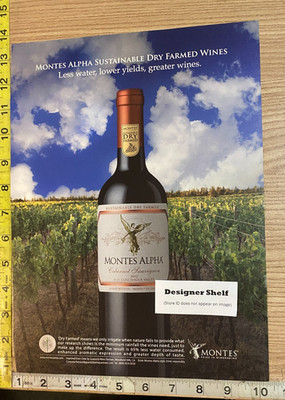 Montes Alpha Cabernet Sauvignon 2012 Wine Vineyard Scene Print Advertisement