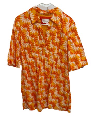 *NEU* Anthropologie orange Retro Blumen Kleid LARGE - Bild 2 von 7