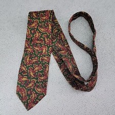 Harrods Men's 100% Silk Tie Navy Vintage Kipper Floral Brown 60s 70s Retro